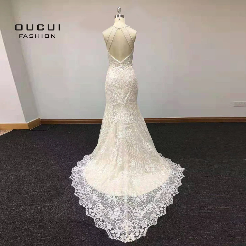 Винтажное сексуальное длинное свадебное платье Русалка с v образным вырезом