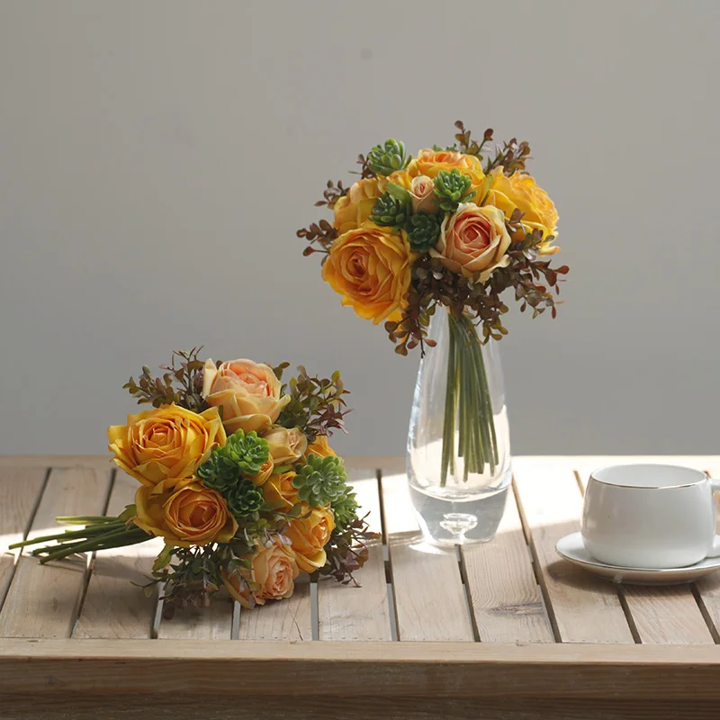 1лот Искусственные букеты роз из шелка для дома, вечеринок, ужинов, свадеб, фотосессий.