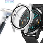 Стекло и чехол для HUAWEI Watch GT2 46 мм 42 мм, аксессуары для ремешка, полное покрытие экрана, бампер, закаленное защитное покрытие GT 2E 46 мм