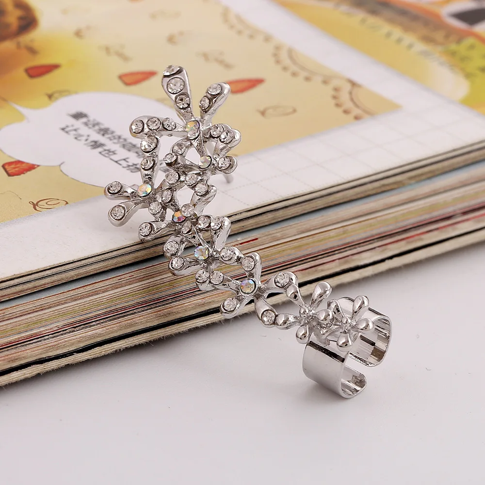 

Charm Rhinestone Hyperbole Flower Clip Earring For Women Fashion Gold Silver Color EarCuff Earrings Jewelry Aretes De Mujer 1pcs