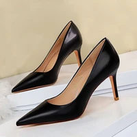 eoeodoit 7 cm dress heels shoes office lady ol leather pumps party wedding stiletto heels slip on pointed toe fashoin high heels