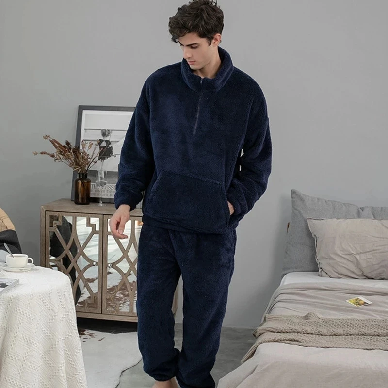 Fluffy Lover Pajama Set Winter Fleece Warm Women's Sleepwear 2 Pcs with Trousers Turtleneck Thicken Pijama Suit for Female 2023