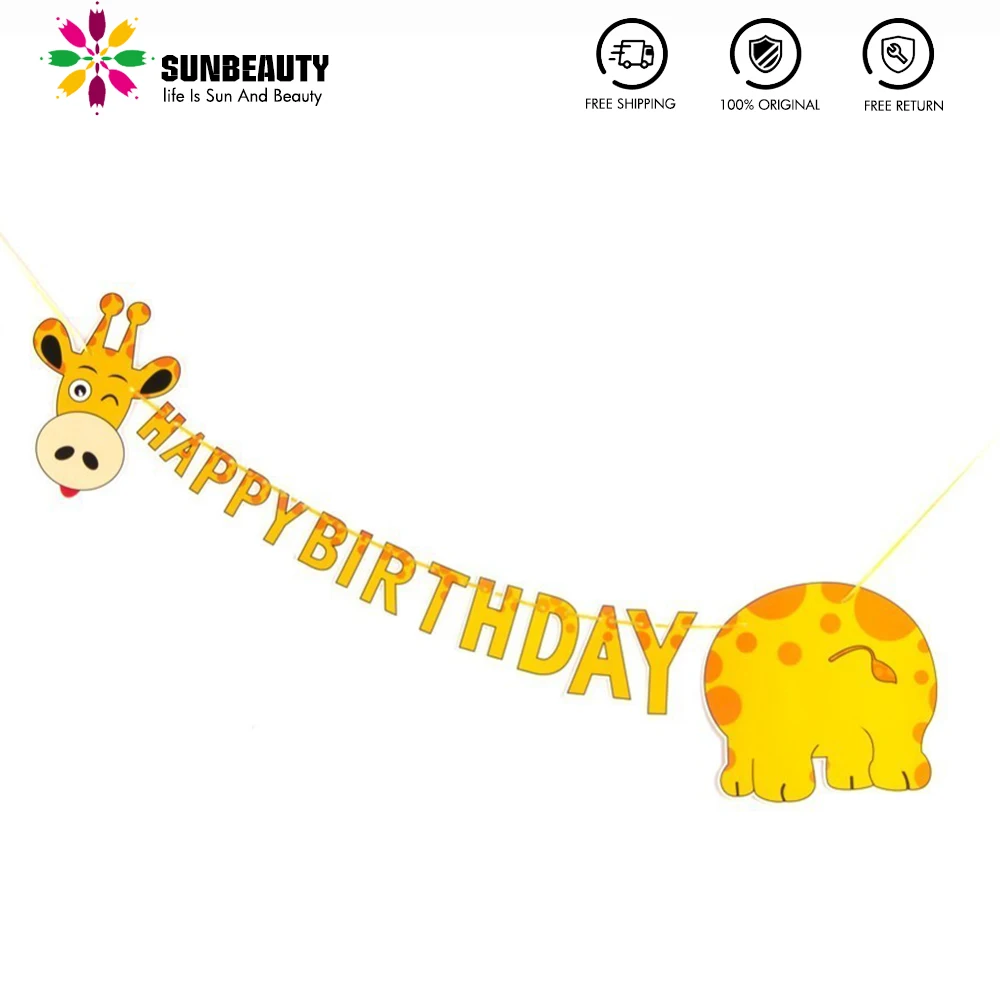 Декорации для дня рождения джунглей жираф подвесной баннер животные декор фона