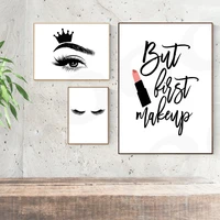 fashion eye lashes poster and print best makeup wall art canvas painting black white pictures for living room home decor