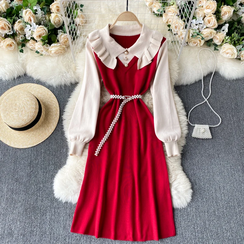 Ветра платье Женский Весна 2021 новый дизайн чувство хан издание вязание на юбке