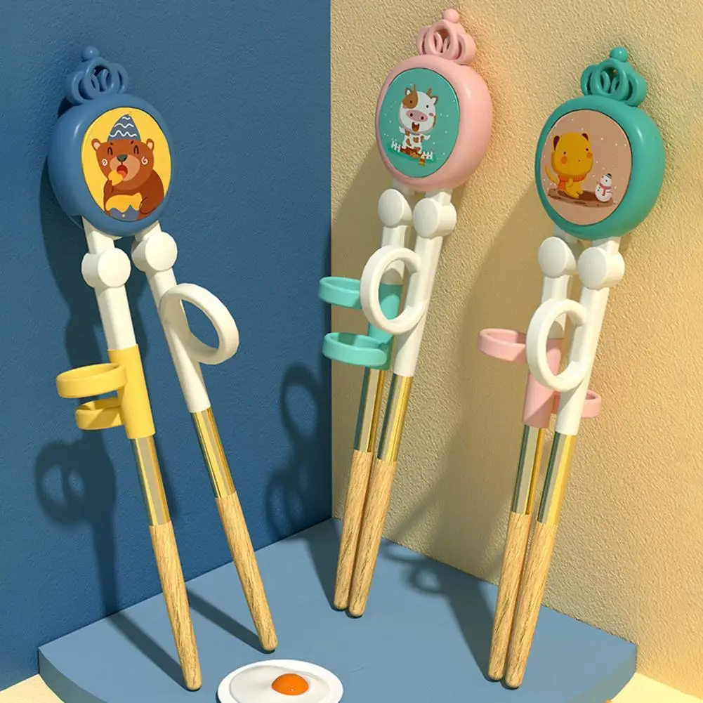 

1 Set Baby Chopsticks Cartoon Design Ergonomic Handle Ultralight Baby Feeding Auxiliary Dinnerware for Toddler