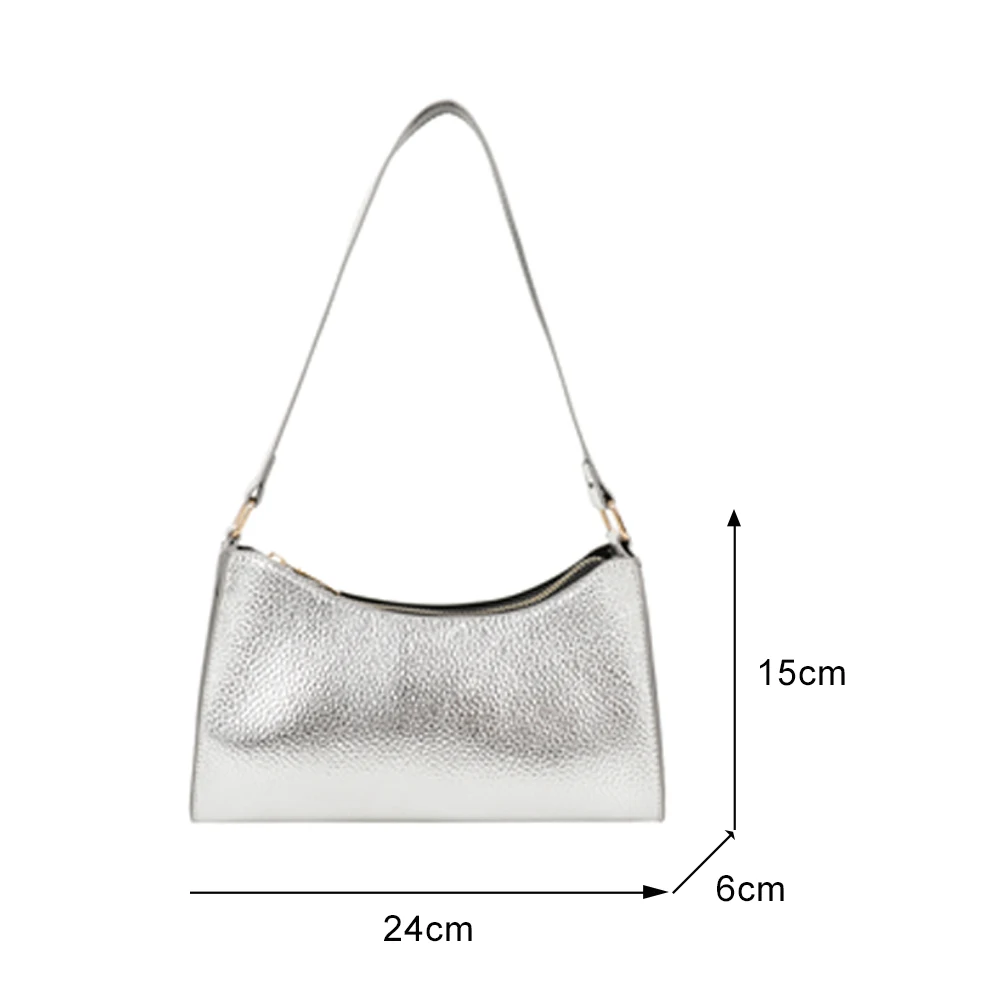 

New Women's Branded Bags Hobo Shoulder Baguette Bag Pure Color Litchi Pattern Casual Ladies PU Leather Small Purses and Handbags