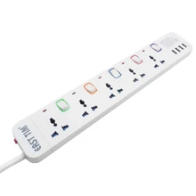 Multifunctional intelligent platoon lightning protection overload protection tow wire board 4USB 3.2A fast charger 1.5M Cable