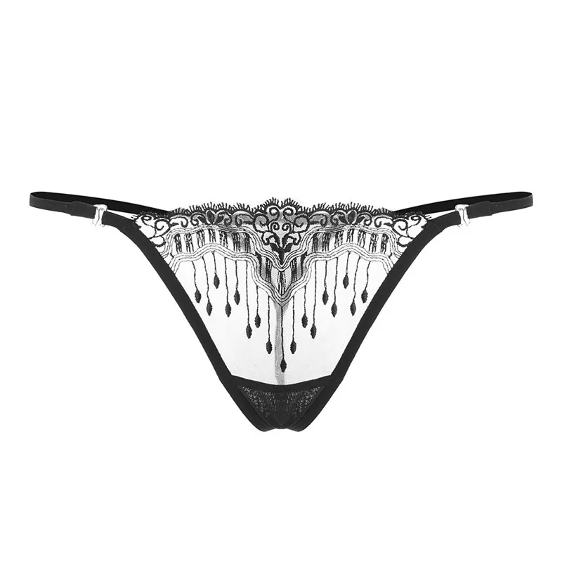 

Lace Embroidery Sexy Panties Women's Underwear Erotic Low-Waisted Hollow Thongs Transparent Temptation Lingerie G-String Briefs