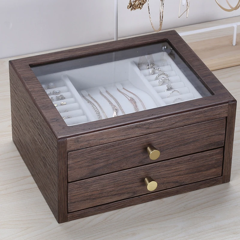 Ящик для ювелирных изделий из твердой древесины старинный ручной ящик витрина