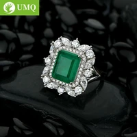 umq 100 925 sterling silver synthesis emerald wedding rings for women sparkling high carbon diamond party fine jewelry gifts