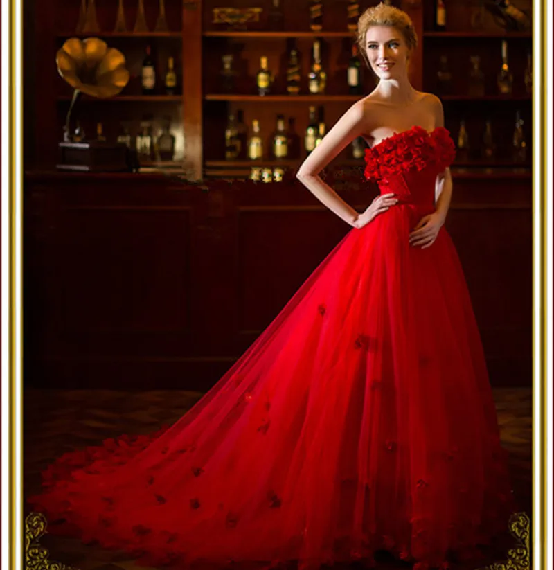 2018 Off the Shoulder Red A-Line Tulle Long Train Sweetheart Red Bridal gown Vestido De Noiva Longo mother of the bride dresses вечернее платье the hyun red bride x 8642 2015