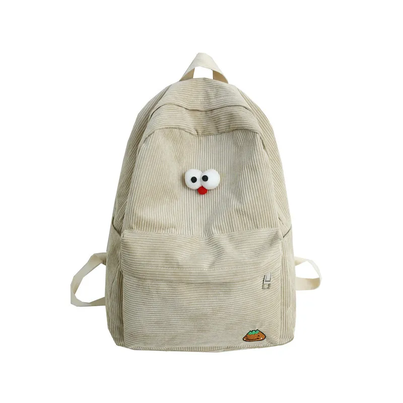 

College style corduroy big eyes sweet and cute girl student schoolbag casual solid color double backpack