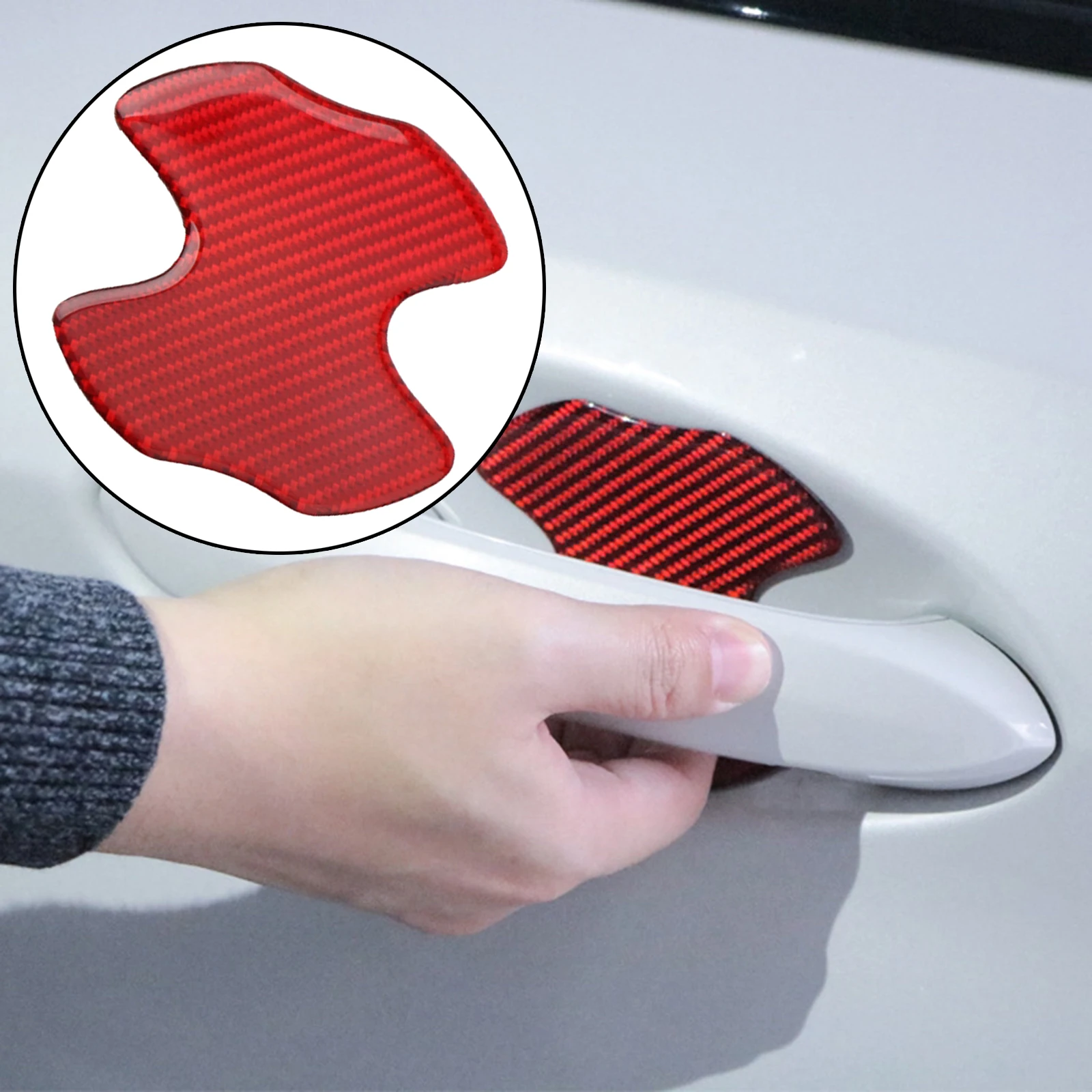 

4x Carbon Fiber Universal Car Door Handle Films Guard Anti-Scratch Stickers