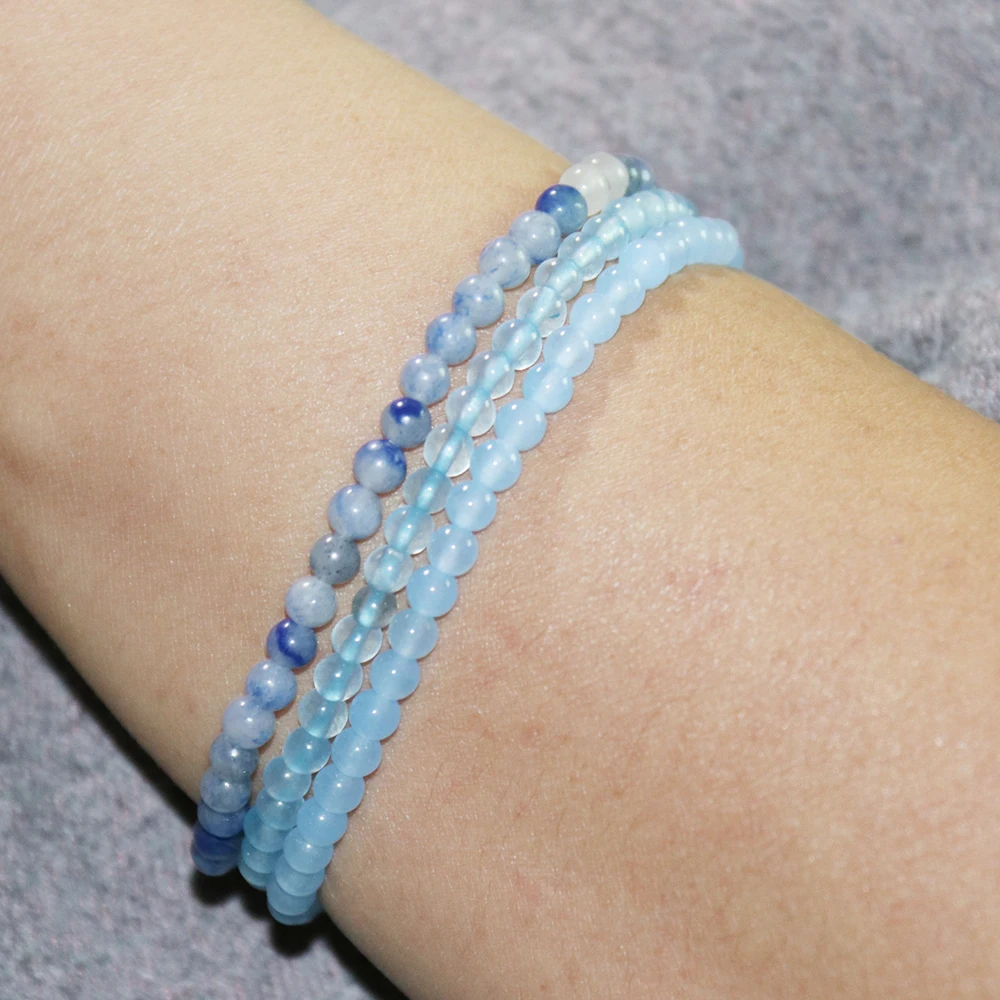 MG0065 Оптовая продажа натуральный 4 мм набор браслетов с синим авантюрином женские