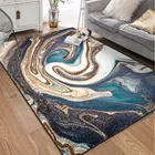 Современный синий, белый, золотой мраморный ковер, напольный ковер для спальни, абстрактная картина маслом, ковер для дивана, кухонный коврик, нескользящий ковер на заказ