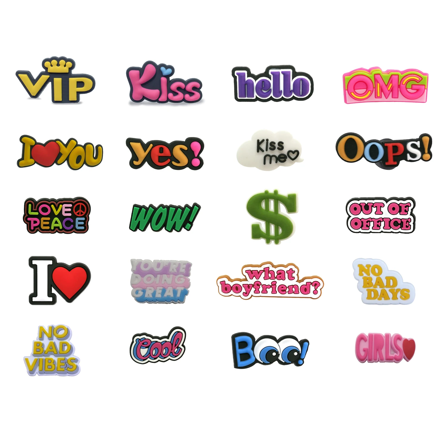 

1Pcs Alphabet Shoe Charms English OMG WOW Common Letters Shoe Accessories for Wristbands Kids Gift Shoe decoration Croc Jibz