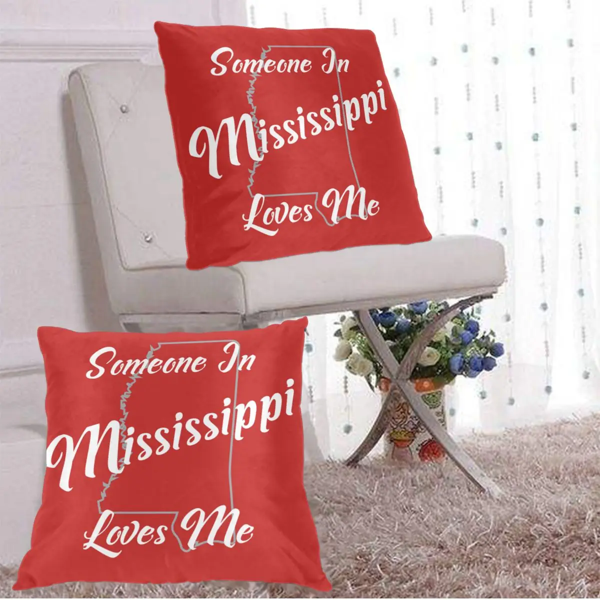 Декоративный чехол для диванной подушки с принтом кто-то в Миссисипи любит меня