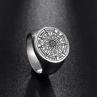nine hells and layer rulers solomon seal punk ring for men women stainless steel engraving viking mens signet ring jewelry
