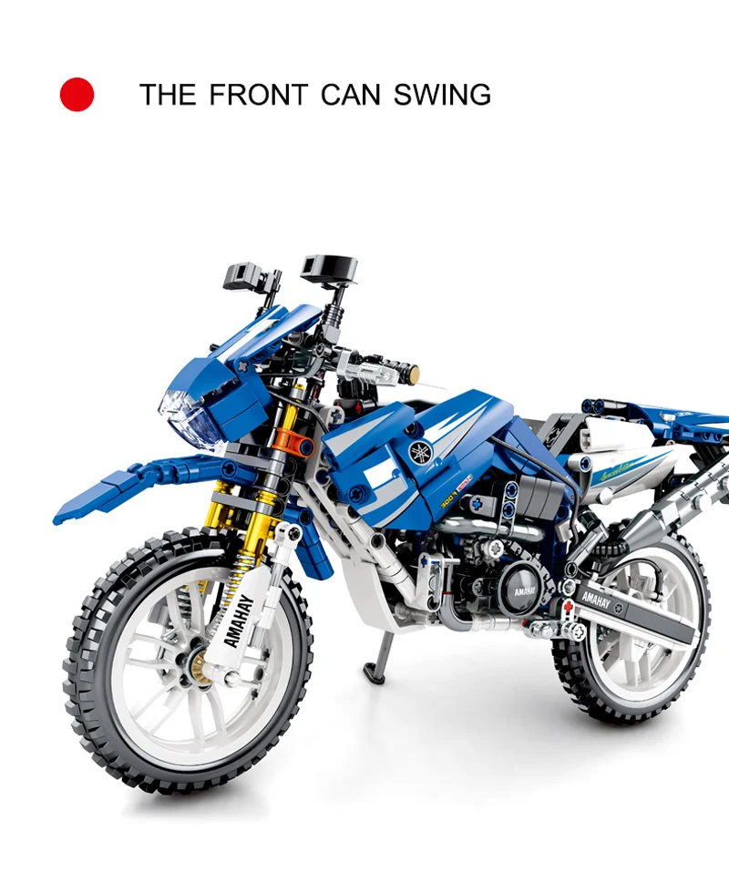 701702 Technic Power Cross страна мотоцикл остров Мэн туристический трофей MOC 709 шт модель