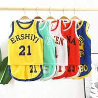 2021 new baby boy clothes summer vest sports basketball uniform clothes for children kids sleeveless vest suit children set 1 8y