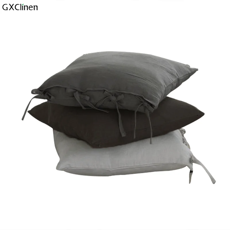 Комплект постельного белья из 100% льна с бантом и лентой желтым бантом-бабочкой