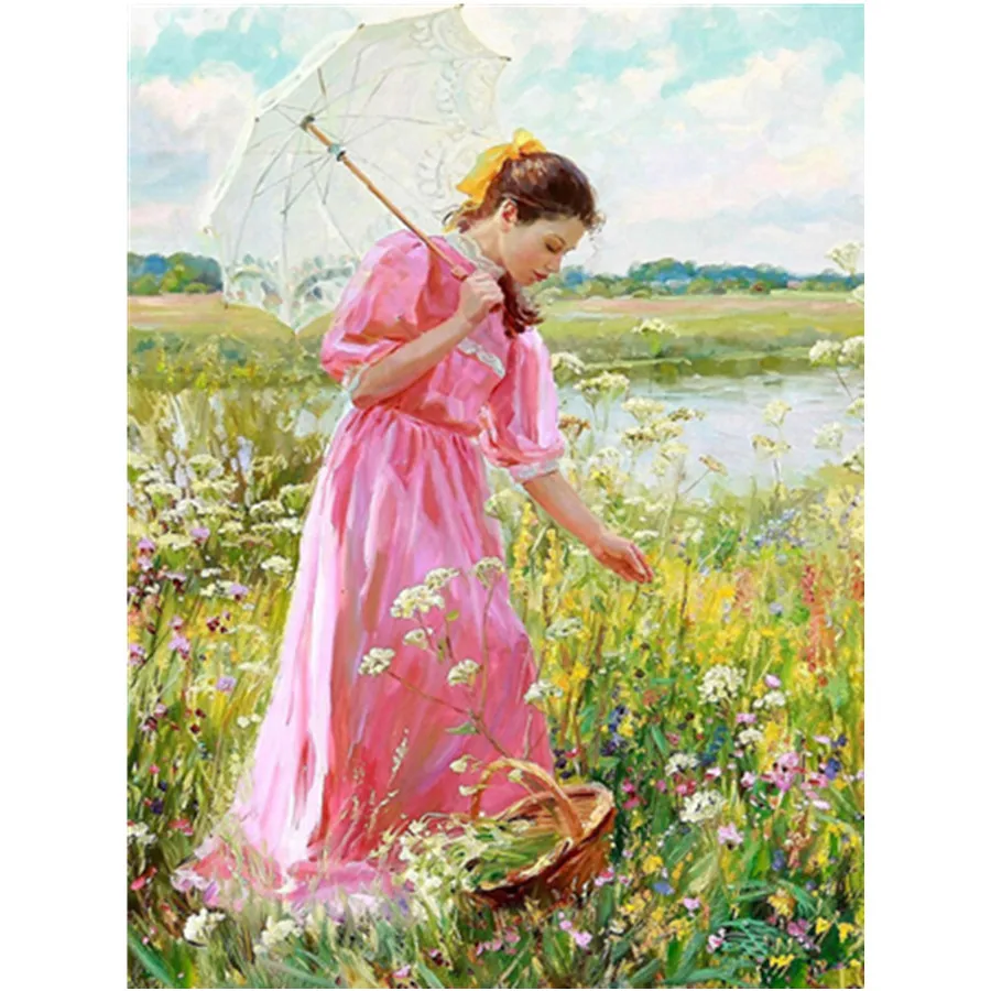 

5D DIY Diamond Painting Girl Portrait Rhinestone Art Diamond Embroidery Garden Cross Stitch Mosaic Wall Decoration