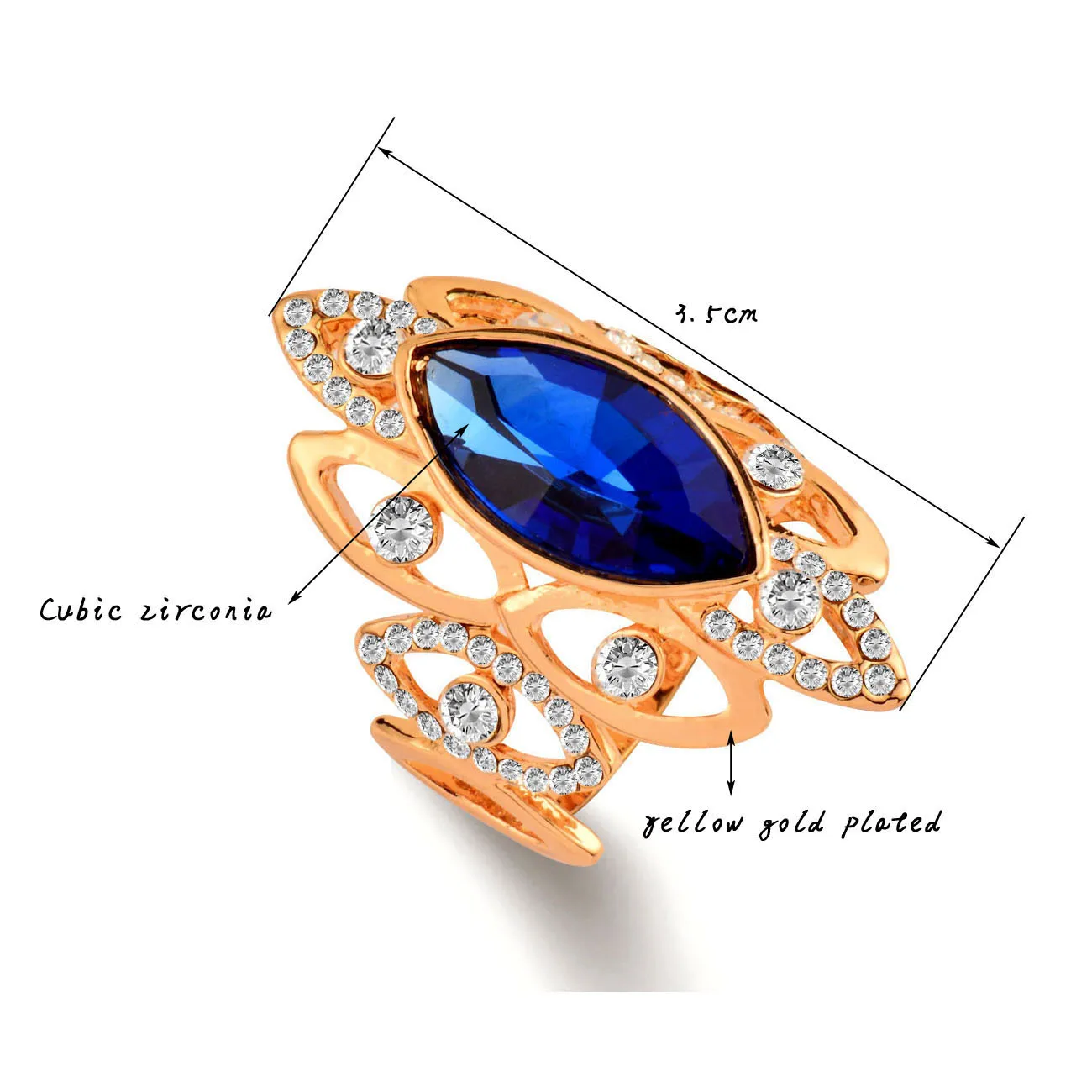 SINLEERY роскошные кольца в африканском стиле с синим кубическим цирконием большие