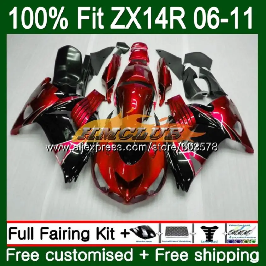 

Инъекции для KAWASAKI ZZR1400 ZX14R 06 07 08 09 10 11 113CL. 11 красный жемчуг ZX 14R ZX-14R 2006 2007 2008 2009 2010 2011 обтекатель