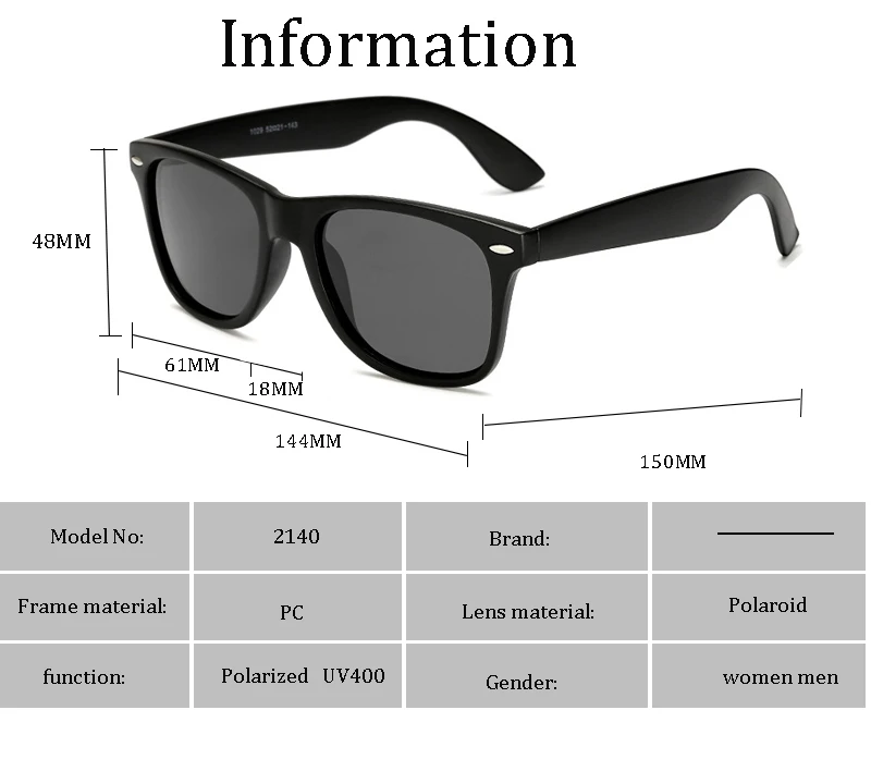 Солнцезащитные очки AOZE классические поляризационные для мужчин и женщин 2140