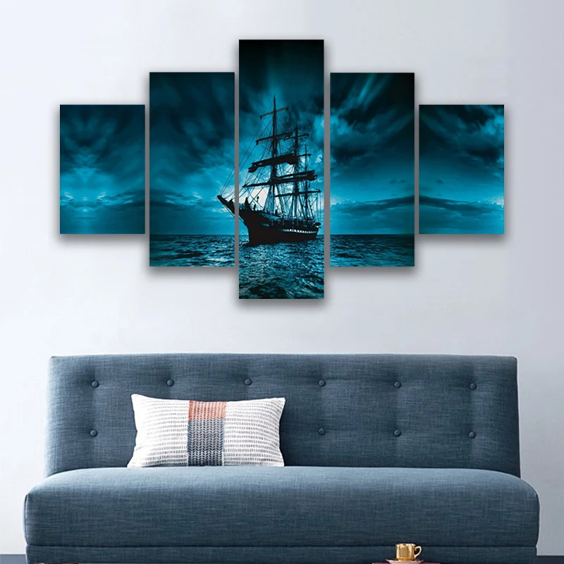 

Modular Picture HD Printed Modern Painting Wall Art 5 Panel Pirate Ship Home Decoration Posters Framework Living Room On Canvas