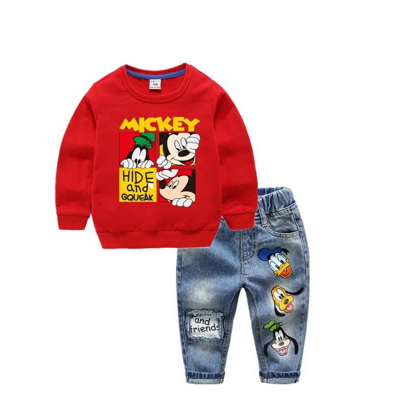 Комплект одежды для маленьких мальчиков и девочек с Микки Маусом детская одежда