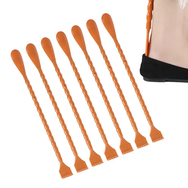 2 In 1 Multifunction Back Scratcher Shoehorn Cucurbit Shaped Anti-Slip Long Handle Shoe Horn Manual Massager Shoe Lifter Tools