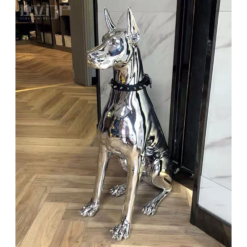

Home Decor Electroplate Resin Dog Sculpture Ornaments Large Landing Home Living Room Decoration Statues European Style Creative