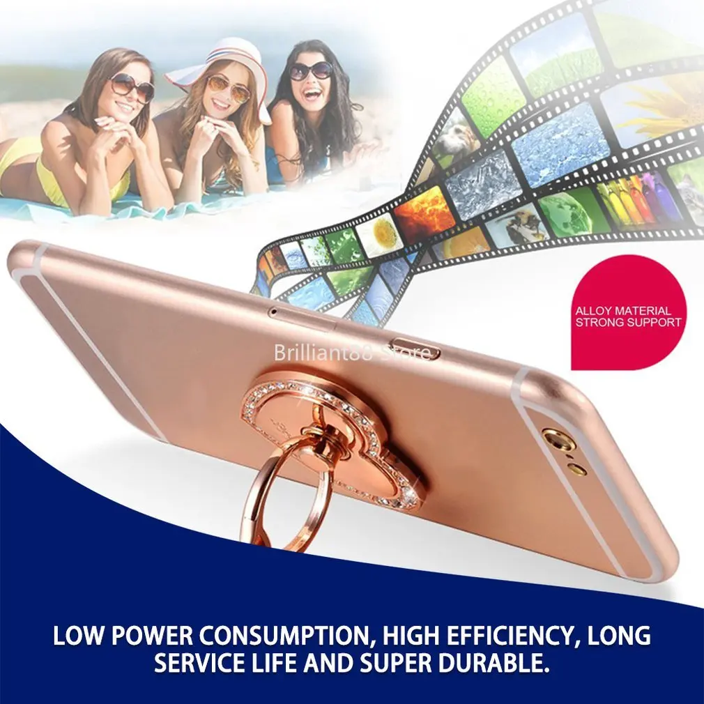 

For iPhone Huawei Samsung Universal Metal Finger Ring Mobile Phone Stand Holder Fashion Jewelry Style Holder Heart Shape Stand