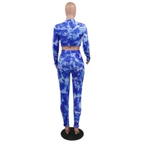 Sexy 2 Pieces Sets Womens Outfits Print Full Sleeve Pullovers High Waist Long Pencil Pants Elegant Evening Night Matching Sets
