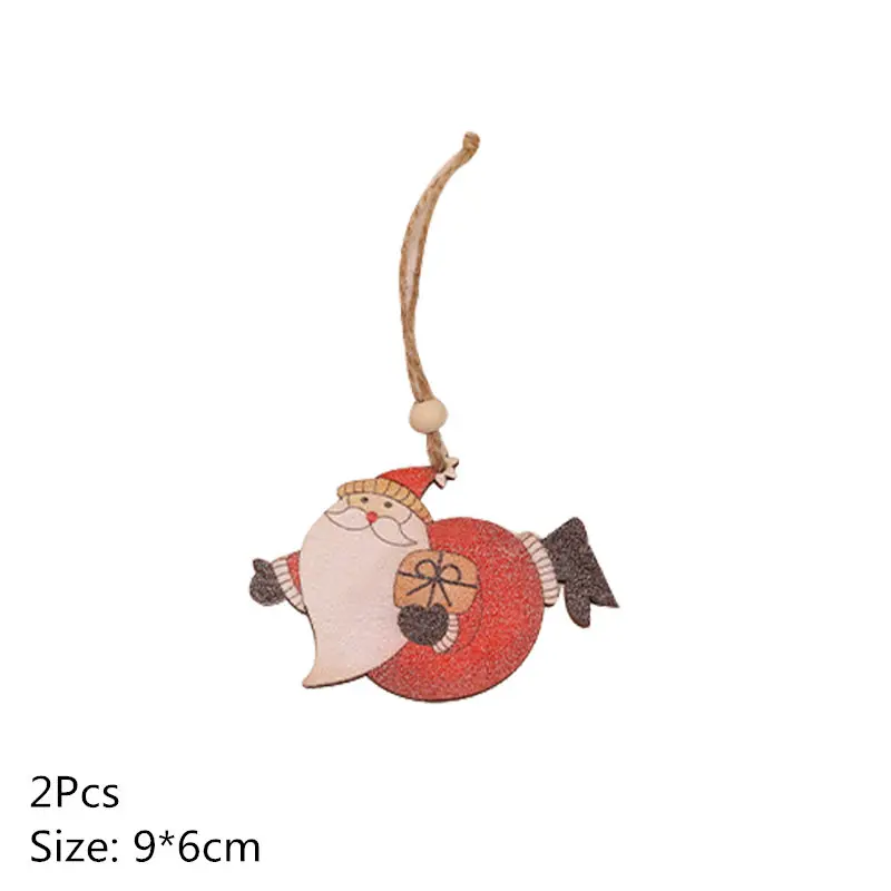Multi Style Christmas Wooden Pendant Creative Wood Craft Ornaments DIY Chriatmas Tree Hanging Decoration Xmas Gift Supplies - Цвет: 2Pcs-431-B03