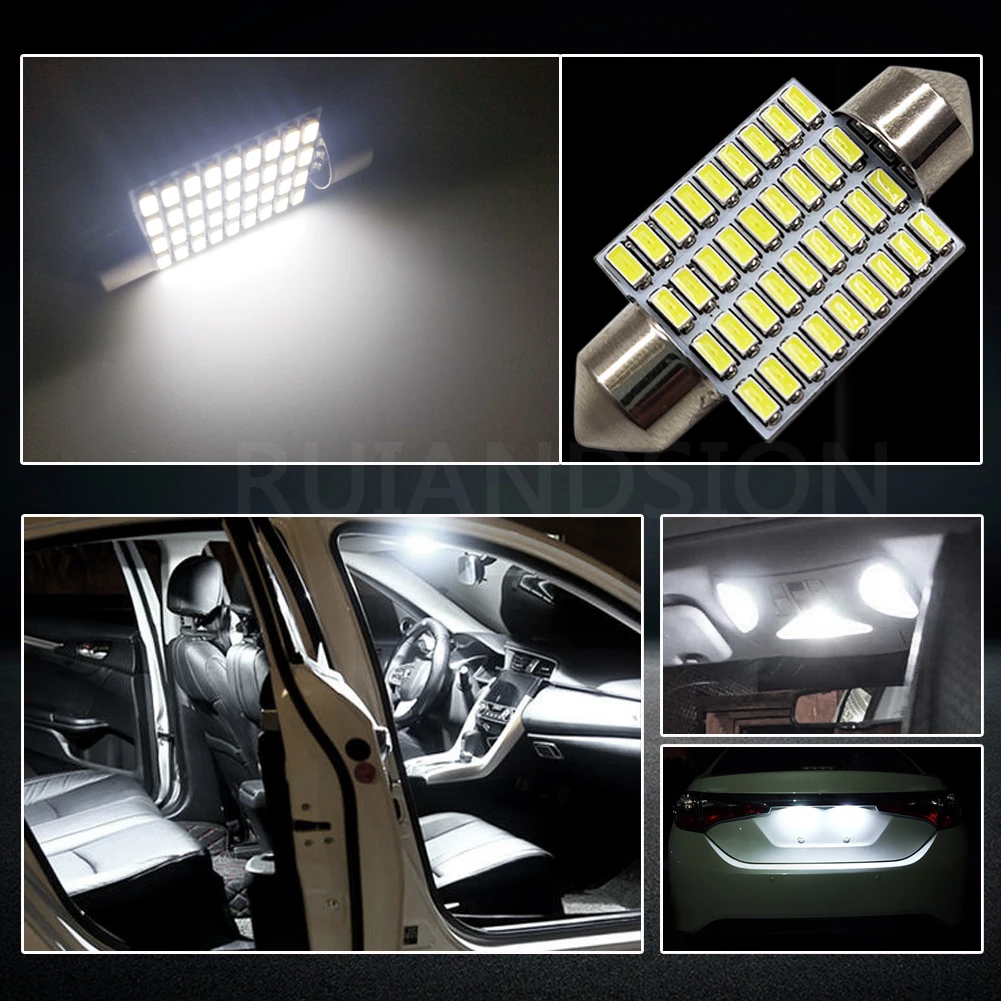 Автомобильные светодиодные лампы 2 шт./лот C5W 28 мм 29 31 36 3014 24 SMD 6000K для дверных