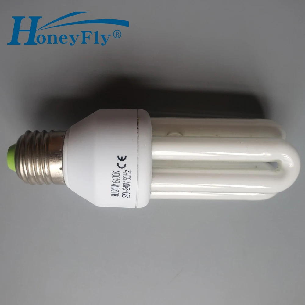 HoneyFly 3U ламповая энергосберегающая лампа AC220-240V 15 Вт/20 Вт E27 u-образный люминесцентный светильник, Домашний Светильник ing
