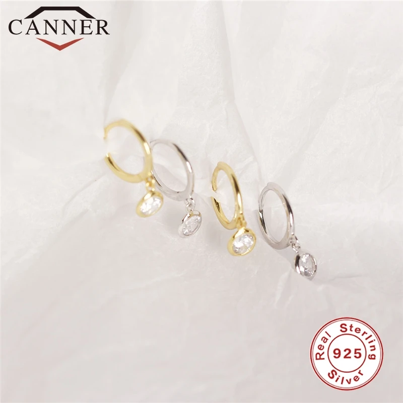 INS Style 925 Sterling Silver Charming Geometric Minimalist Zircon Hoop Earrings Moon/Shell Gold Round Jewelry | Украшения и
