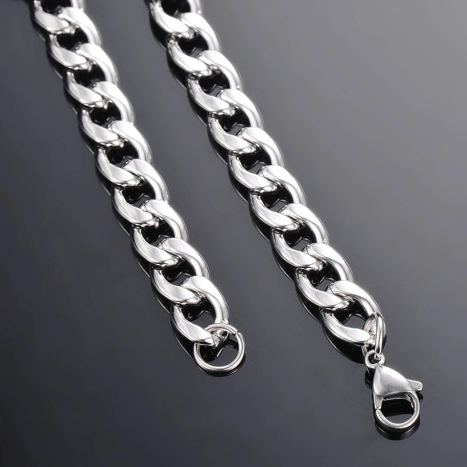 

1 piece Width 3mm/4.5mm/5mm/6mm/7mm/7.5mm Curb Cuban Link Chain Necklace for Men Women Basic Punk Stainless Steel Chain Chokers