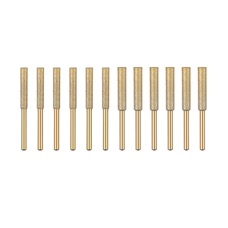 

ELOS-12Pcs Burr Grinding Stone File 4.0/4.8Mm Titanium Plated Diamond Sharpening Wheels Chainsaw Sharpener Stone Electric Kit