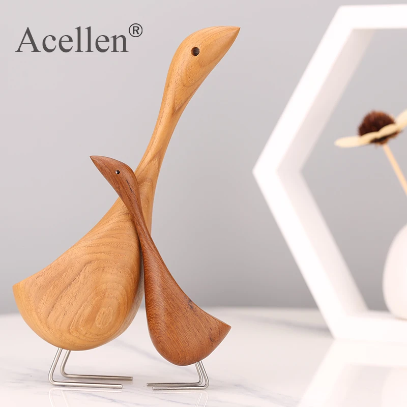 Модель деревянного лебедя из гуся аксессуары для домашнего декора фигурки