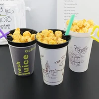 50pcs thickened disposable fried chicken rice fries cup holder creative steak milk tea coffee plastic drink cup with plate