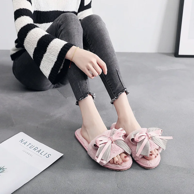 Женские мокасины ручной работы туфли на плоской подошве шлепанцы пушистые