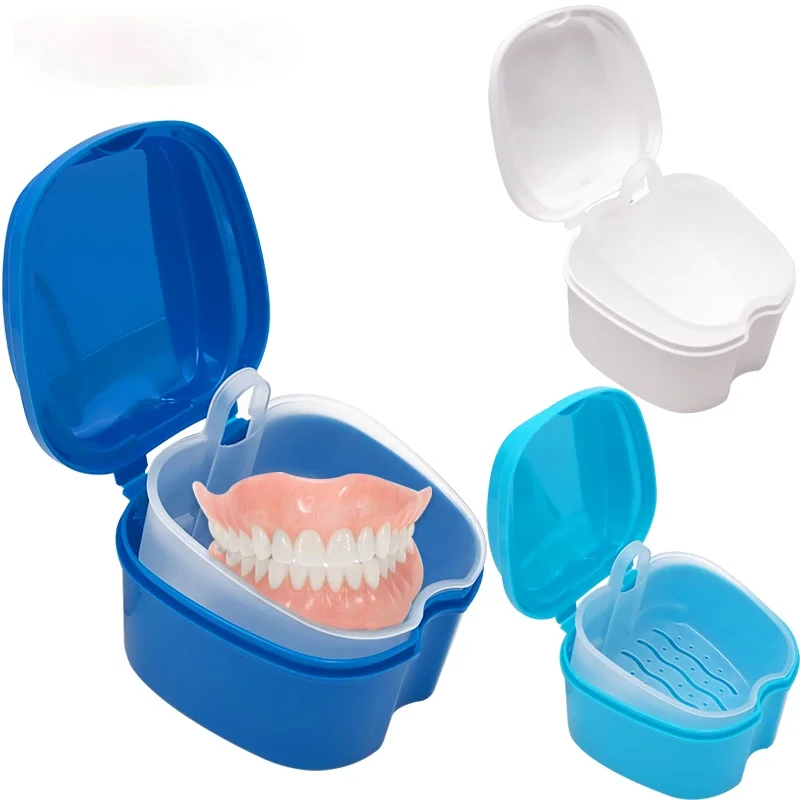 

Tooth Boxes Denture Bath Box Organizer Artificial Dental Tooth Storage Box with Hanger Net Container Cleaning Teeth Cases