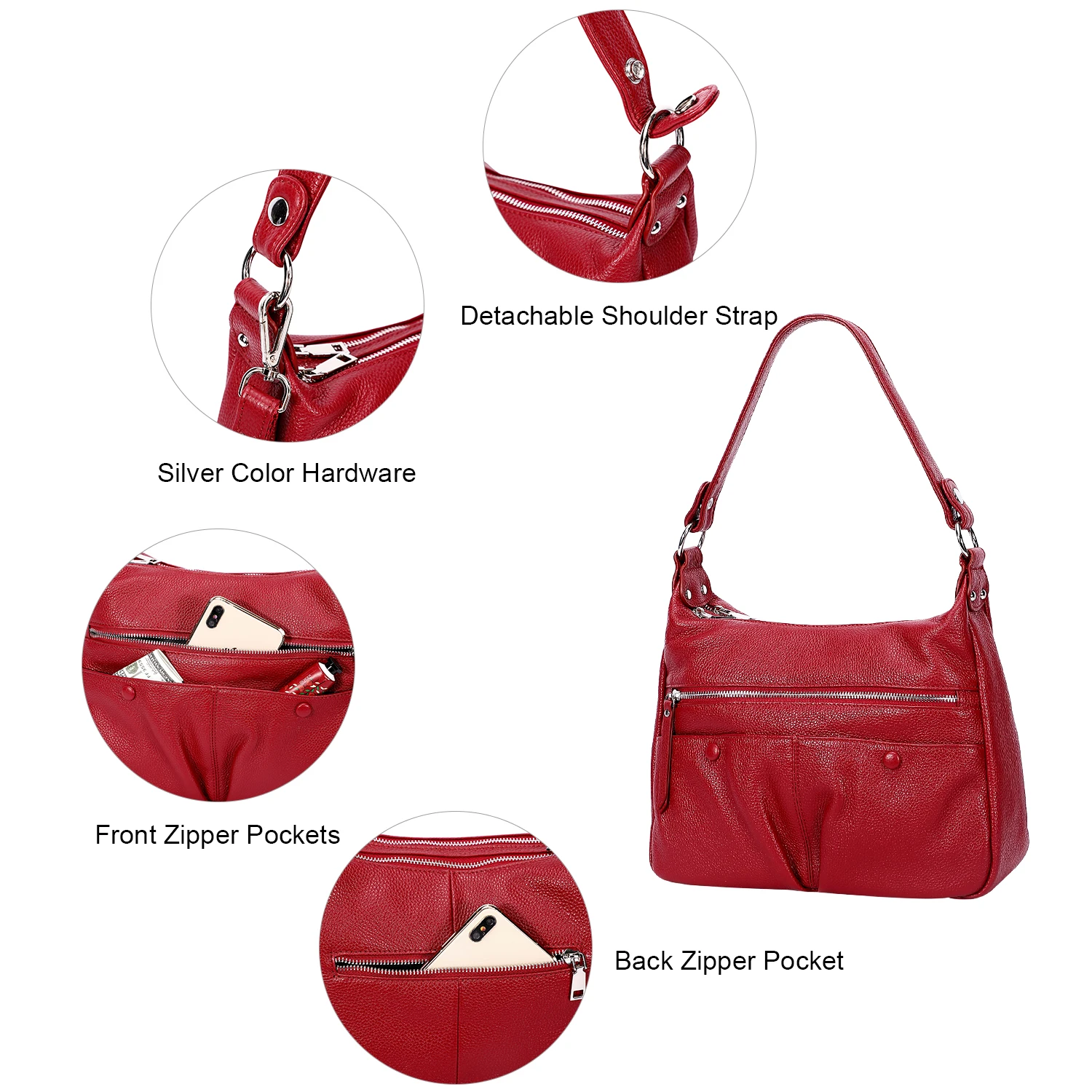 

DOLEESUNE Women Shoulder Bags Genuine Leather Hobo Handbags Leisure Crossbody Bags Fashion Womens Purses and Handbags for Ladies