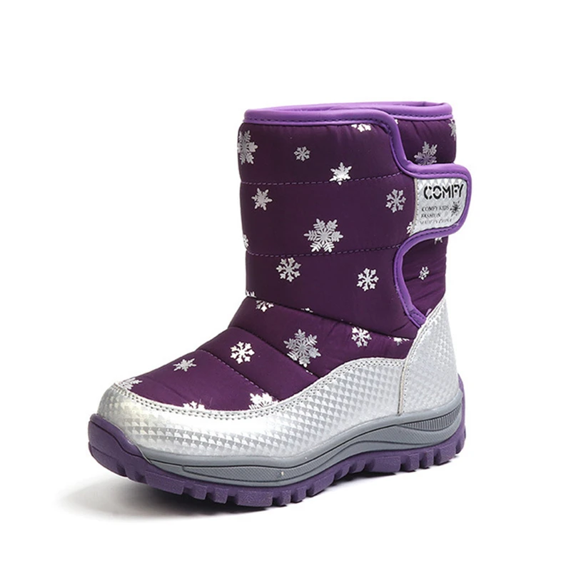 

Fashion 1pair Winter warm waterproof Snow Boots Leather children's Girl Boots+ inner 17-20.2cm, Kids ski boots