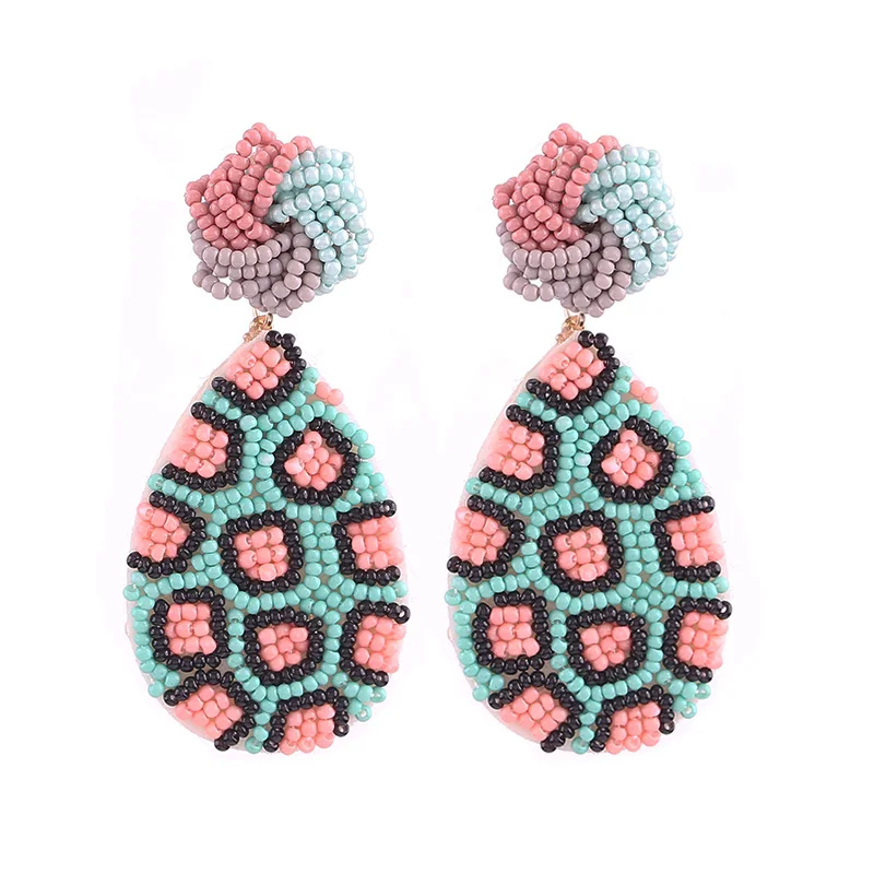 Sehuoran Za эффектные Висячие серьги для женщин Boho модные эффектные бисерные серьги ручной работы Роскошные вечерние ювелирные изделия - Окраска металла: E1260 Blue