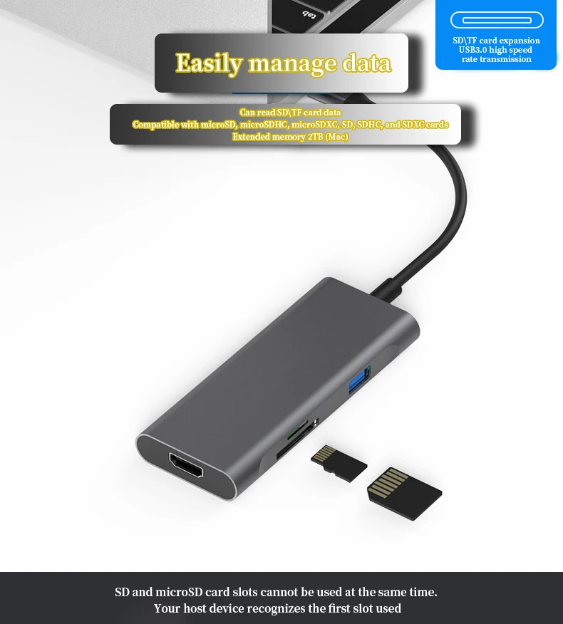 Usb-хаб Мульти USB 3,0 концентратор Высокоскоростной разветвитель портов HDMI устройство для чтения карт SD TF type-c PD Быстрая зарядка для ПК Компьютерные аксессуары